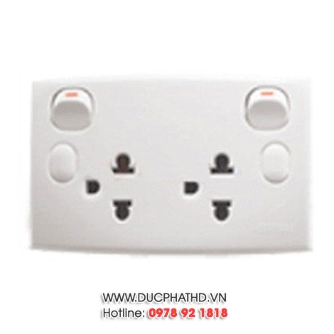 Bộ ổ cắm đôi 3 chấu 16A có công tắc