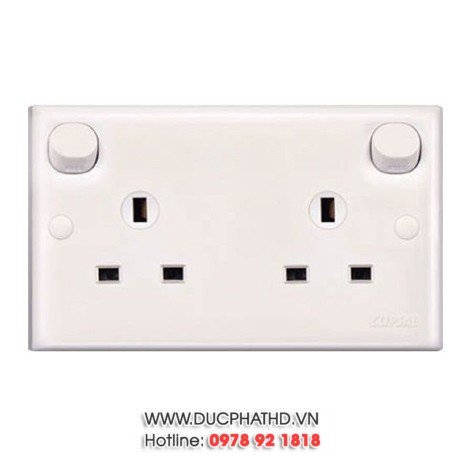 Bộ ổ cắm đôi 3 chấu 13A có công tắc