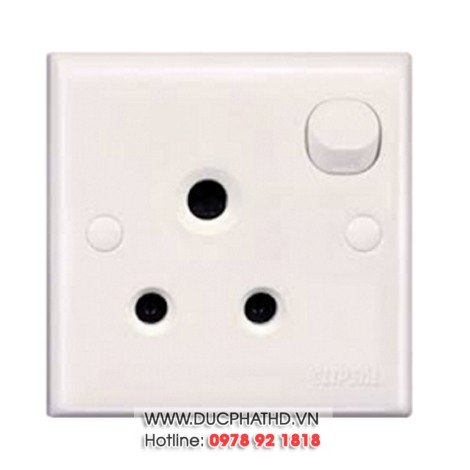 Bộ ổ cắm đơn 3 chấu 15A có công tắc, kiểu Anh